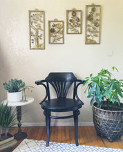Load image into Gallery viewer, Vintage Art Deco Style Dark Wood Arm Chair