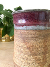 Load image into Gallery viewer, Vintage Earth Tone Textured Ceramic Vase with Maroon Glaze