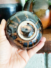 Load image into Gallery viewer, Vintage 1987 Glazed Ceramic Bud Vase: Black & Rust Brown Pottery