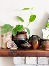 Load image into Gallery viewer, Round Ribbed Black & Rust Brown Glazed Ceramic Pumpkin Shaped Vase / Planter Pot / Vessel