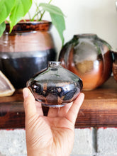 Load image into Gallery viewer, Vintage 1987 Glazed Ceramic Bud Vase: Black & Rust Brown Pottery