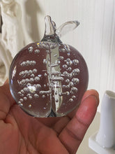 Load image into Gallery viewer, Clear Glass Peach Fruit Orb Paperweight - Murano Style Blown Glass Art