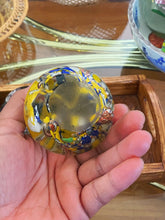 Load image into Gallery viewer, Murano Style Glass Yellow Blue Bubble Suspension Round Orb / Paperweight / Blown Glass Sculpture