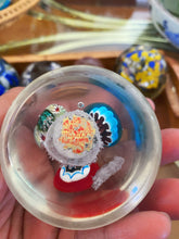Load image into Gallery viewer, Murano Glass Flower Bouquet Trio Bubble Suspension Round Orb / Paperweight / Blown Glass Sculpture