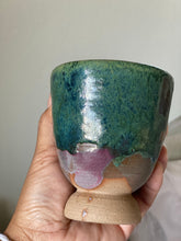 Load image into Gallery viewer, Small Blue Green Multicolored Glaze Ceramic Cup - Studio Pottery