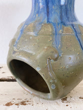 Load image into Gallery viewer, Large Blue Glazed Ceramic Vessel / Planter Pot / Oven