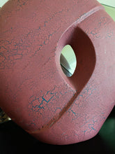 Load image into Gallery viewer, Large 1990s Art Deco Revival Mauve Ceramic Vase - Crackled Textured Geometric Vessel