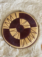 Load image into Gallery viewer, Round Natural Straw and Purple Maroon Woven Basket / Wall Decor