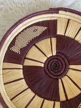 Load image into Gallery viewer, Round Natural Straw and Purple Maroon Woven Basket / Wall Decor