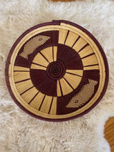 Load image into Gallery viewer, Round Natural Straw and Purple Maroon Woven Basket / Wall Decor