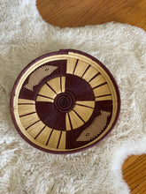 Load image into Gallery viewer, Round Natural Straw and Purple Maroon Woven Basket / Wall Decor