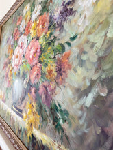 Load image into Gallery viewer, Large Framed Vintage Floral Bouquet Painting by T. Denver - SHIPPING NOT FREE