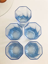 Load image into Gallery viewer, Vintage Light Blue Swirled Octagonal Tallboy Glass Cups - Set of 4