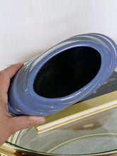 Load image into Gallery viewer, Post Modern Blue Ceramic Porcelain Vase with V Relief Design