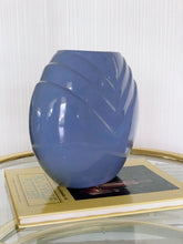 Load image into Gallery viewer, Post Modern Blue Ceramic Porcelain Vase with V Relief Design