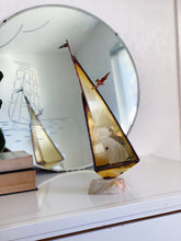 Load image into Gallery viewer, Tall Signed Jere Brass Sailboat with Alabaster Onyx Base