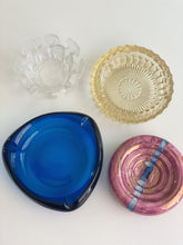 Load image into Gallery viewer, Vintage Cobalt Blue Triangle Glass Candy Dish / Catch All Tray / Ashtray