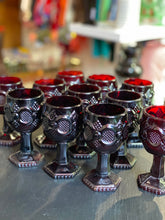 Load image into Gallery viewer, Vintage Red Avon Miniature Glass Wine Goblet Set