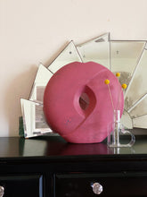 Load image into Gallery viewer, Large 1990s Art Deco Revival Mauve Ceramic Vase - Crackled Textured Geometric Vessel