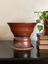 Load image into Gallery viewer, Burnt Reddish Orange Ceramic Pedestal Pot / Bowl / Vessel