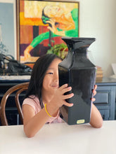 Load image into Gallery viewer, Tall Squared Black Ceramic Vase by Haeger Pottery