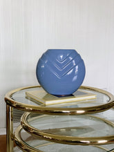 Load image into Gallery viewer, Post Modern Blue Ceramic Porcelain Vase with V Relief Design
