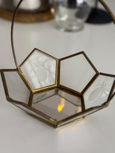 Load image into Gallery viewer, Vintage Geometric Shaped Brass and Mirrored Glass Tray / Dish / Vessel with Handle