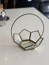 Load image into Gallery viewer, Vintage Geometric Shaped Brass and Mirrored Glass Tray / Dish / Vessel with Handle