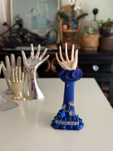 Load image into Gallery viewer, Vintage White and Blue Porcelain Hand Mannequin Jewelry Holder