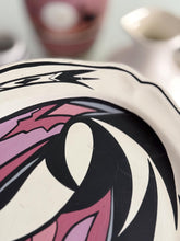 Load image into Gallery viewer, White Black Purple Native American / Navajo Style Hand Painted Ceramic Platter