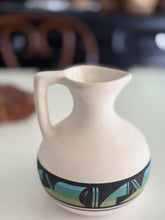 Load image into Gallery viewer, Native American Hand Painted White Multicolored Jug Pitcher - Navajo Tribe Ceramics
