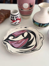 Load image into Gallery viewer, White Black Purple Native American / Navajo Style Hand Painted Ceramic Platter