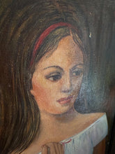 Load image into Gallery viewer, Vintage Acrylic Portrait of a Lady Painting on Canvas by SEB Alessi
