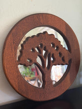 Load image into Gallery viewer, 22" Vintage Round Wood Tree of Life Wall Mirror