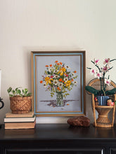 Load image into Gallery viewer, Large 1985 Mixed Floral Bouquet Crewel Framed Wall Art - 23x19