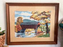 Load image into Gallery viewer, Honeymoon Covered Red Bridge Forest Landscape Paint By Numbers Framed Wall Art 22x18