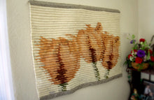 Load image into Gallery viewer, Vintage 1960s Woven Tapestry: Large Muted Pink Roses Fiber Art
