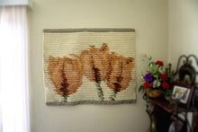 Load image into Gallery viewer, Vintage 1960s Woven Tapestry: Large Muted Pink Roses Fiber Art