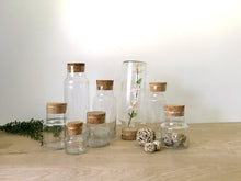 Load image into Gallery viewer, Cylinder Clear Glass Apothecary Jars with Cork Lids - Multiple Selections
