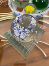 Load image into Gallery viewer, Murano Glass White Blue Floral Firework Suspension Round Orb / Paperweight / Blown Glass Sculpture
