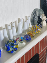 Load image into Gallery viewer, Murano Glass Flower Bouquet Trio Bubble Suspension Round Orb / Paperweight / Blown Glass Sculpture
