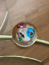 Load image into Gallery viewer, Murano Glass Flower Bouquet Trio Bubble Suspension Round Orb / Paperweight / Blown Glass Sculpture

