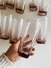 Load image into Gallery viewer, Purple Libbey Clear Glass Tallboy Cups - Set of 10

