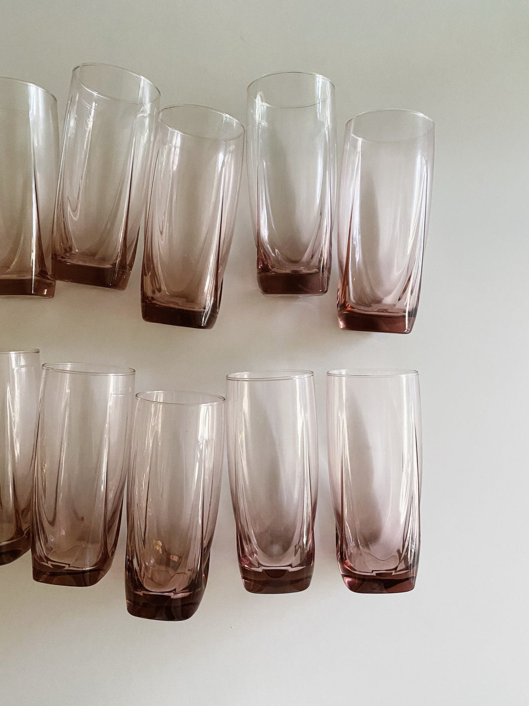 Purple Libbey Clear Glass Tallboy Cups - Set of 10