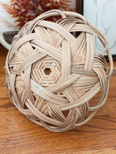 Load image into Gallery viewer, Round Woven Split Rattan Basket with star design and handle
