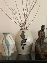 Load image into Gallery viewer, Tall Stone Gray Brush Stroke Ceramic Studio Pottery Vase / Vessel

