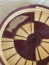 Load image into Gallery viewer, Round Natural Straw and Purple Maroon Woven Basket / Wall Decor
