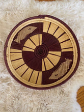 Load image into Gallery viewer, Round Natural Straw and Purple Maroon Woven Basket / Wall Decor
