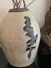 Load image into Gallery viewer, Tall Stone Gray Brush Stroke Ceramic Studio Pottery Vase / Vessel
