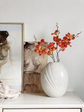 Load image into Gallery viewer, Large Tall White Haeger Porcelain Ceramic Vase - Post Modern Art Deco Style
